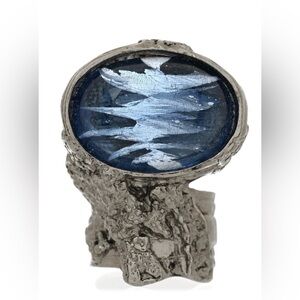 Yves Saint Laurent Arty Ring Silver Oceano Size 6